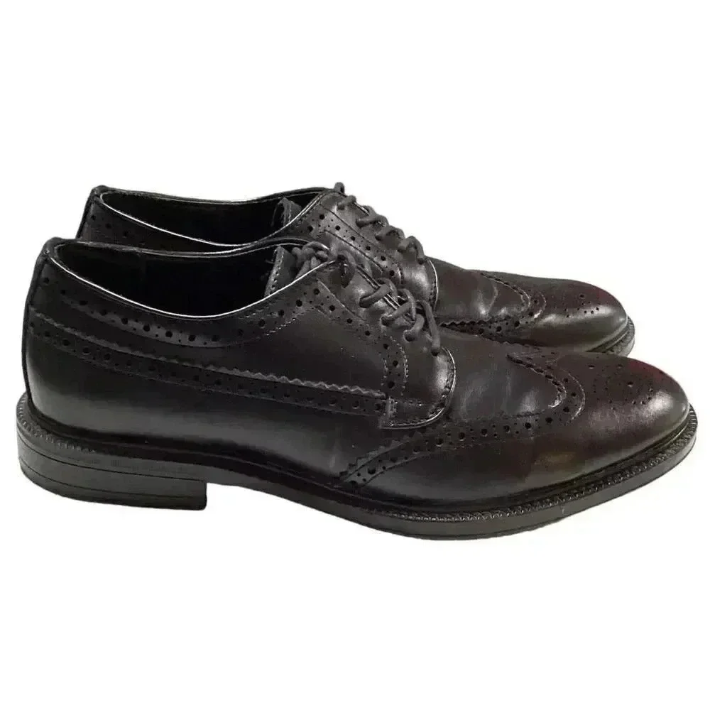 Stafford Wingtip Men 8.5 M Vegan Lace Up Oxford Dress Shoes Black Brogue Derby
